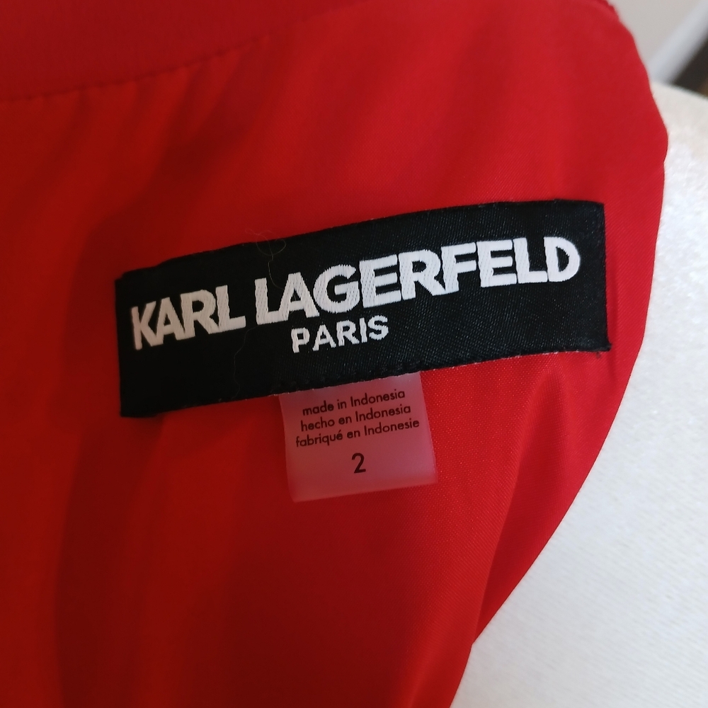 Karl Lagerfeld Red Evening Dress Maxi Jeweled Formal Size 2 Christmas Dance - Picture 9 of 11